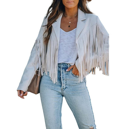 Women's Casual Long Sleeve Fringe Jacket