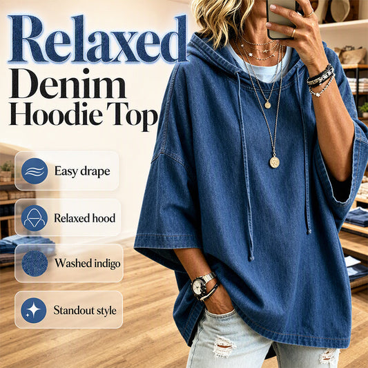 Women's Relaxed Hooded Denim Pullover