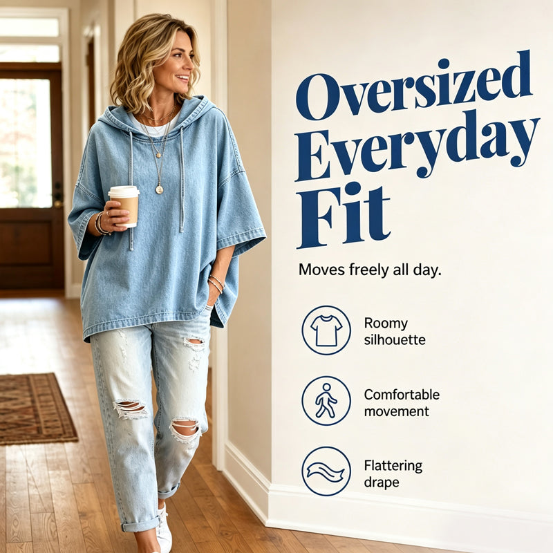 Women's Relaxed Hooded Denim Pullover