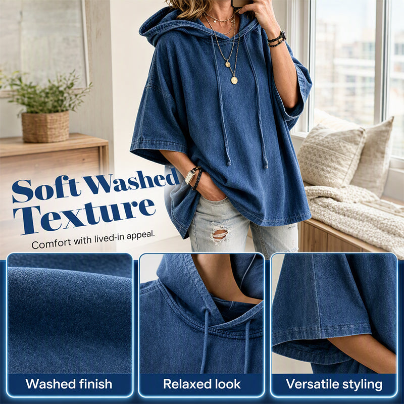 Women's Relaxed Hooded Denim Pullover
