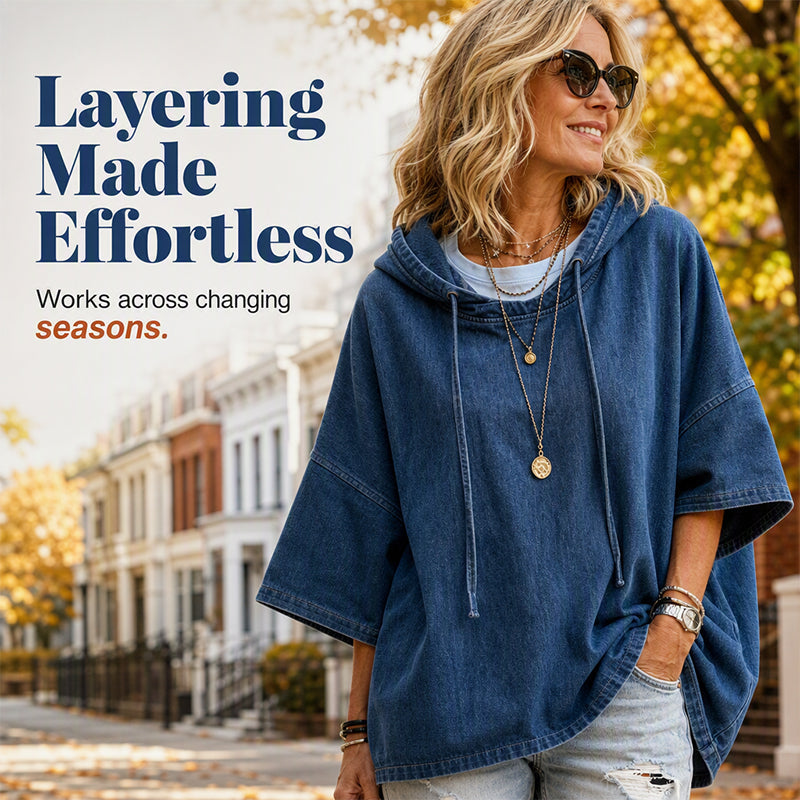 Women's Relaxed Hooded Denim Pullover