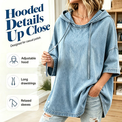 Women's Relaxed Hooded Denim Pullover