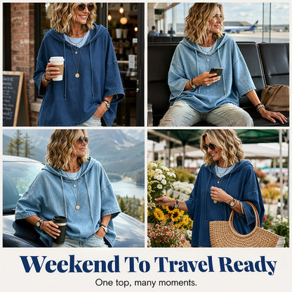 Women's Relaxed Hooded Denim Pullover