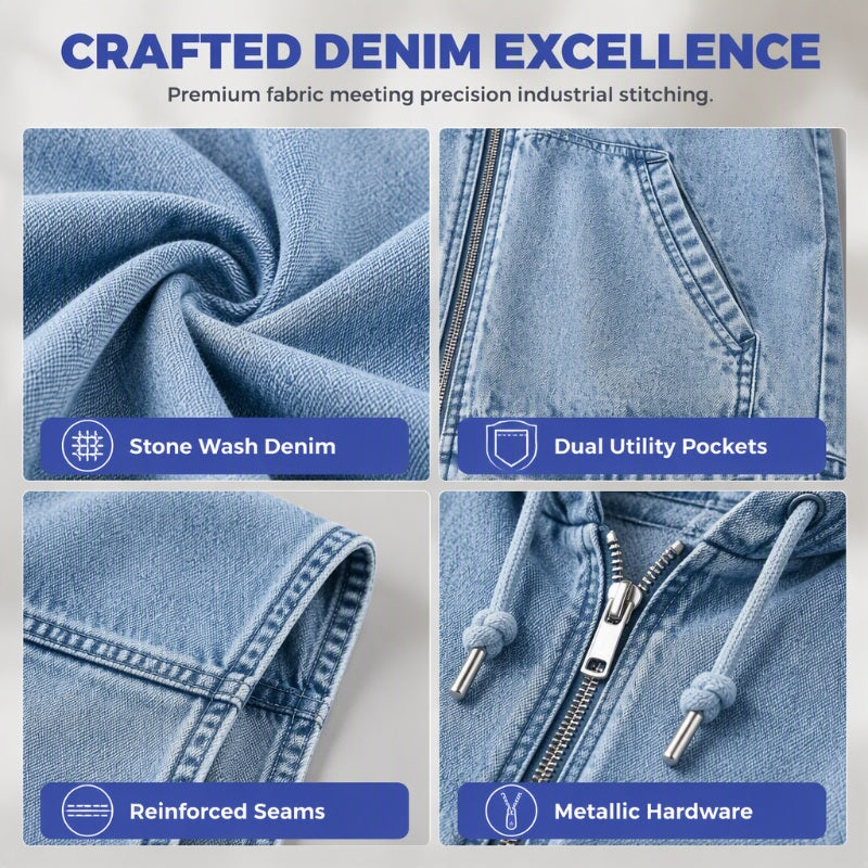 Women's Oversized Hooded Denim Vest Jacket