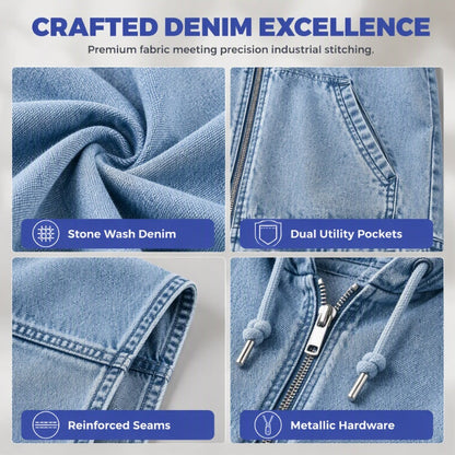 Women's Oversized Hooded Denim Vest Jacket