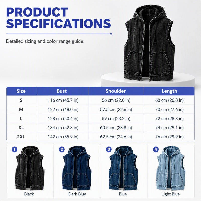 Women's Oversized Hooded Denim Vest Jacket