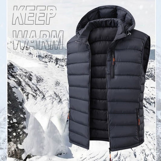 Men's Padded Vest with Detachable Hood