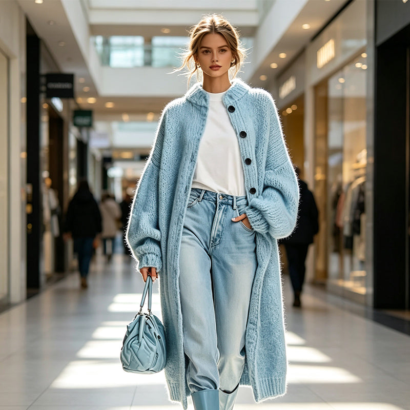 Women's Chunky Knit Long Sweater Coat