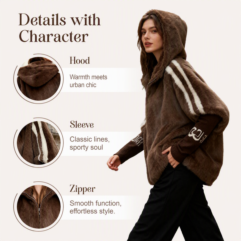 Women's Hooded Zip-Up Casual Coat