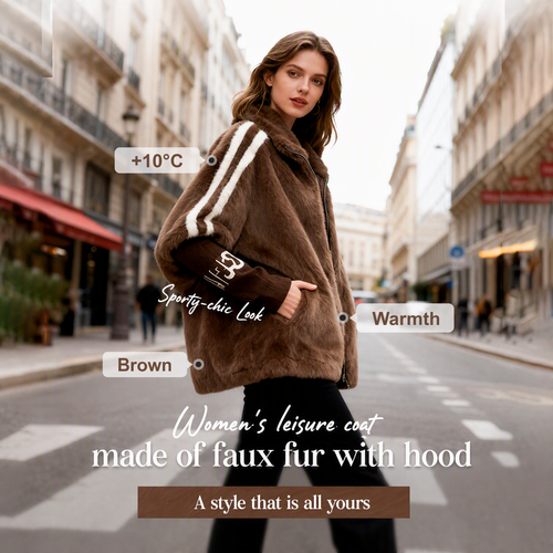 Women's Hooded Zip-Up Casual Coat