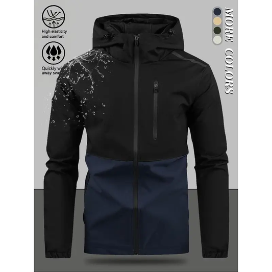 Men's Color-Block Hooded Multi-Pocket Jacket