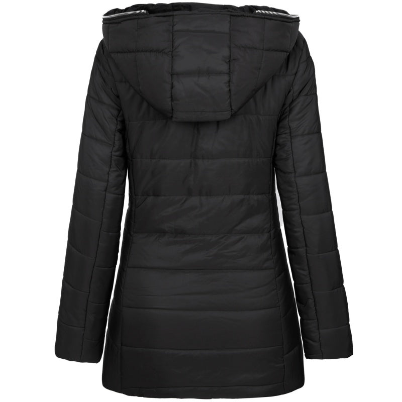 Women's Plush-Lined Hooded Mid-Length Coat