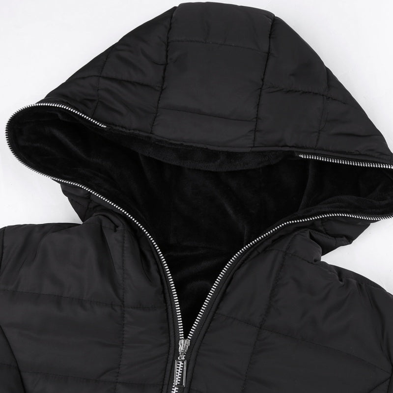 Women's Plush-Lined Hooded Mid-Length Coat