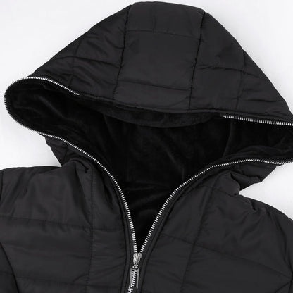 Women's Plush-Lined Hooded Mid-Length Coat