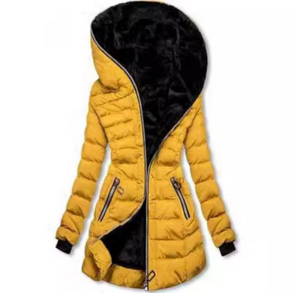 Women's Plush-Lined Hooded Mid-Length Coat