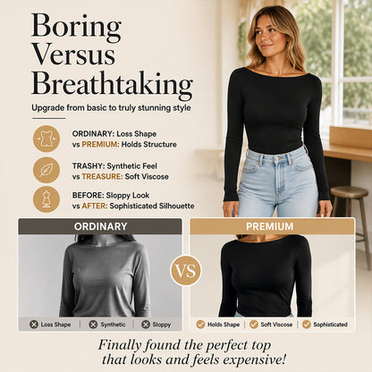 Women's Boat-Neck Ribbed Knit Top