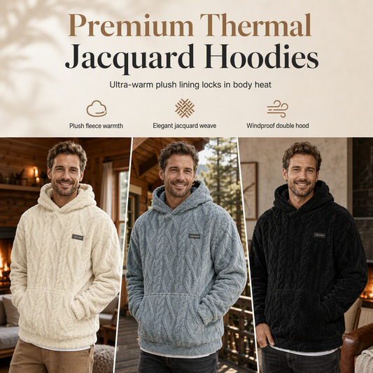 Men's Jacquard Fleece-Lined Hooded Pullover