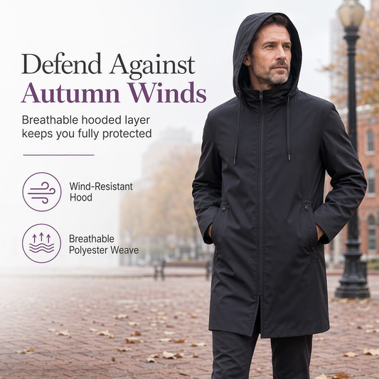 Men's Hooded Slim-Fit Windbreaker Coat