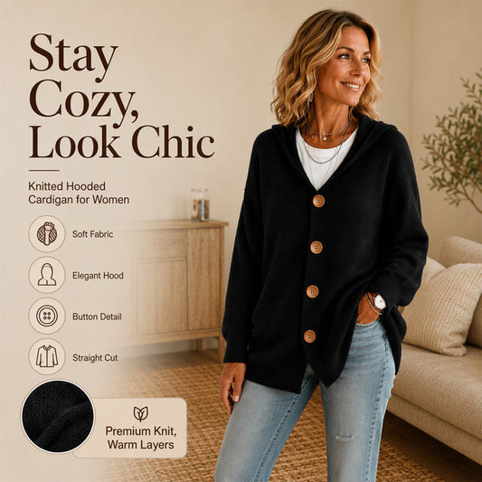 Women's Hooded Relaxed-Fit Knit Cardigan