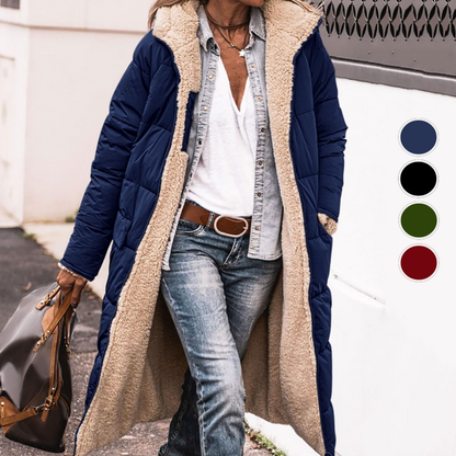 Women's Reversible Plush-Lined Hooded Long Coat