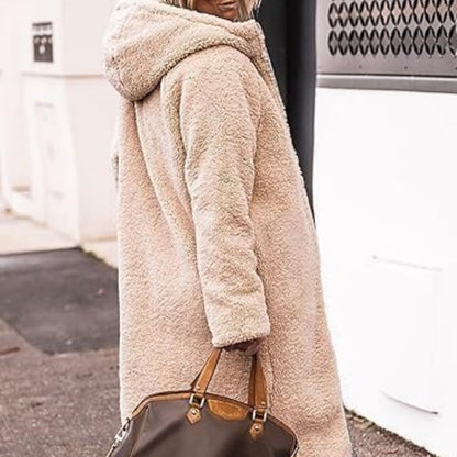 Women's Reversible Plush-Lined Hooded Long Coat