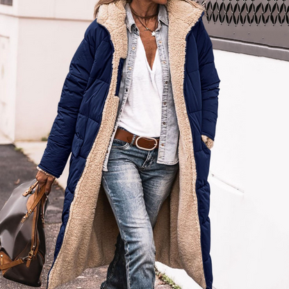 Women's Reversible Plush-Lined Hooded Long Coat